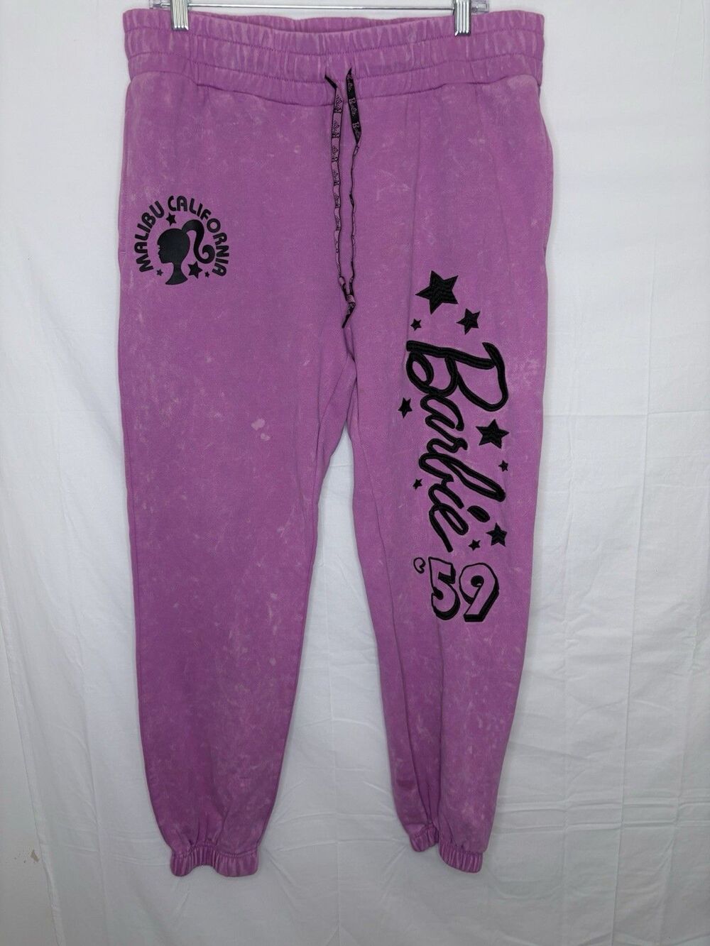 Barbie Malibu California Womens Joggers XL Cotton Blend Acid Wash Pink